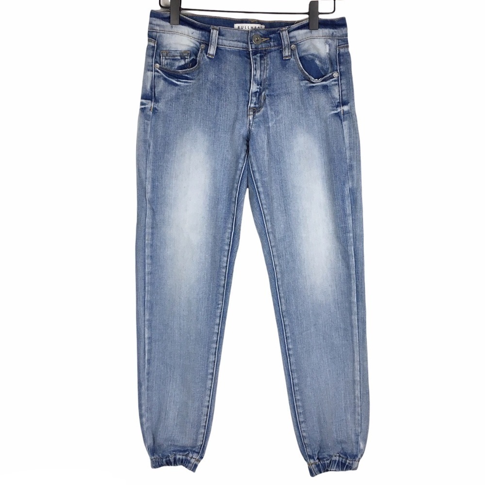 BULLHEAD DENIM Jeans Jogger Style Light Acid Wash Stretch Crop Capri Size 1
